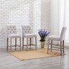 WestinTrends Hayes 24" Linen Fabric Tufted Counter Stool (Set of 3) - 2 of 4