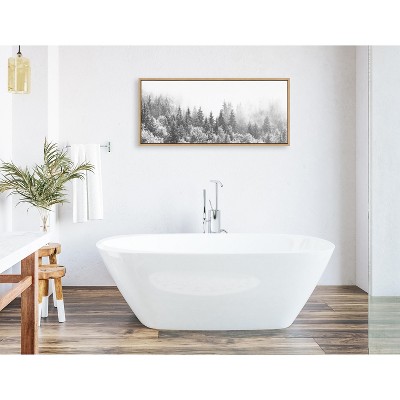 Forest On A Foggy Day Black and White Canvas Print