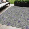 Olive Green Sage And Purple Floral Washable Indoor Outdoor Area Rug - 2 of 4