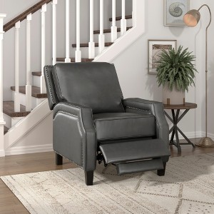 Faux Leather Push Back Reclining Chair with Modern Transitional Style - 1 of 4