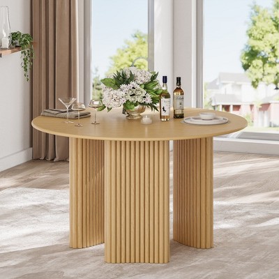 SpassWay 30"H Modern Wood Dining Table Versatile Kitchen Conference Gaming Table with Sturdy Tripod Base in Walnut/Black/Natural Wood