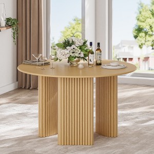 SpassWay 30"H Modern Wood Dining Table Versatile Kitchen Conference Gaming Table with Sturdy Tripod Base in Walnut/Black/Natural Wood - 1 of 4