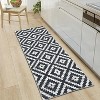 Kitchen Runner Rug, Black Washable Distressed Trellis Non-Slip Low Pile Farmhouse Carpet for Entryway Hallway Front Door - 3 of 4
