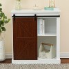 LuxenHome 1-Sliding Barn Door White Wood Storage Cabinet - 2 of 4