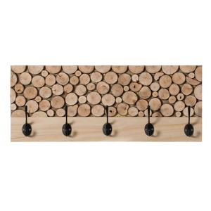 Vintiquewise Natural Wood Hook Rack with Five Hooks for Entryway, Office, Bedroom, and Playroom - 1 of 4