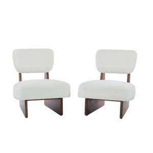 TiramisuBest Modern Beige Lounge Chair with Polyester Upholstery, Sturdy Wood Base With Walnut Finish£¨Set of 2£© - 1 of 4
