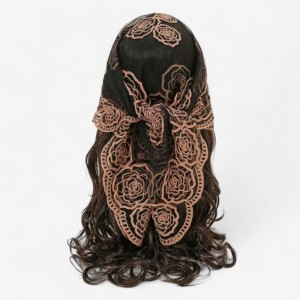 Anna-Kaci Women's Sheer Lace Neck Scarf with Embroidered Rose Floral Edging and Scalloped Trim Detail - 1 of 4