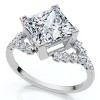 Pompeii3 Certified 2.25Ct Princess Cut Diamond Engagement Ring 14k Gold or Pt Lab Created - 3 of 4
