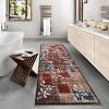 Acekool 5x7 Washable Area Rug, Soft Floral Checkered, Non-Slip, Low-Pile Modern Accent Carpet for Living Room, Bedroom, Dining Room, Blue - 3 of 4
