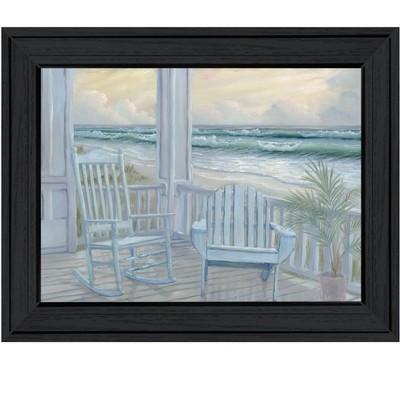 HomeRoots Coastal Porch Black Framed Print Wall Art