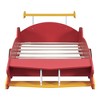 NicBex Twin Size Race Car-Shaped Platform Bed Frame with Wheels,Solid Wood Slats Support,No Box Spring Needed,Easy Assembly,Red - 3 of 4