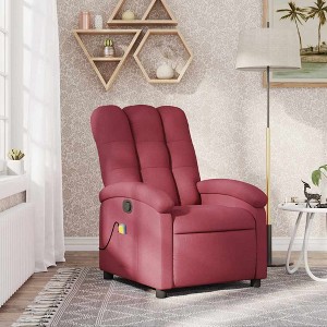 VidaXL Massage Recliner Chair Wine Red Fabric - 1 of 4
