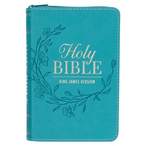 KJV Bible Pocket Faux Leather Teal W/Zipper - (Leather Bound) - 1 of 1