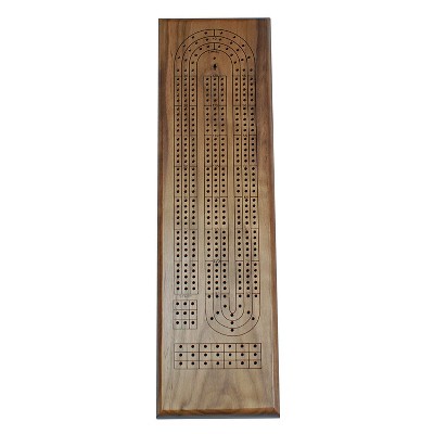 WE Games Classic Cribbage Set - Solid Wood Continuous 3 Track Board with Metal Pegs