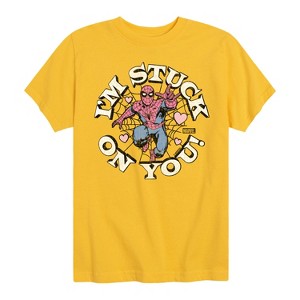 Boys' - Marvel - Spider-man Valentine I'm Stuck On You Short Sleeve Graphic T-Shirt - 1 of 4