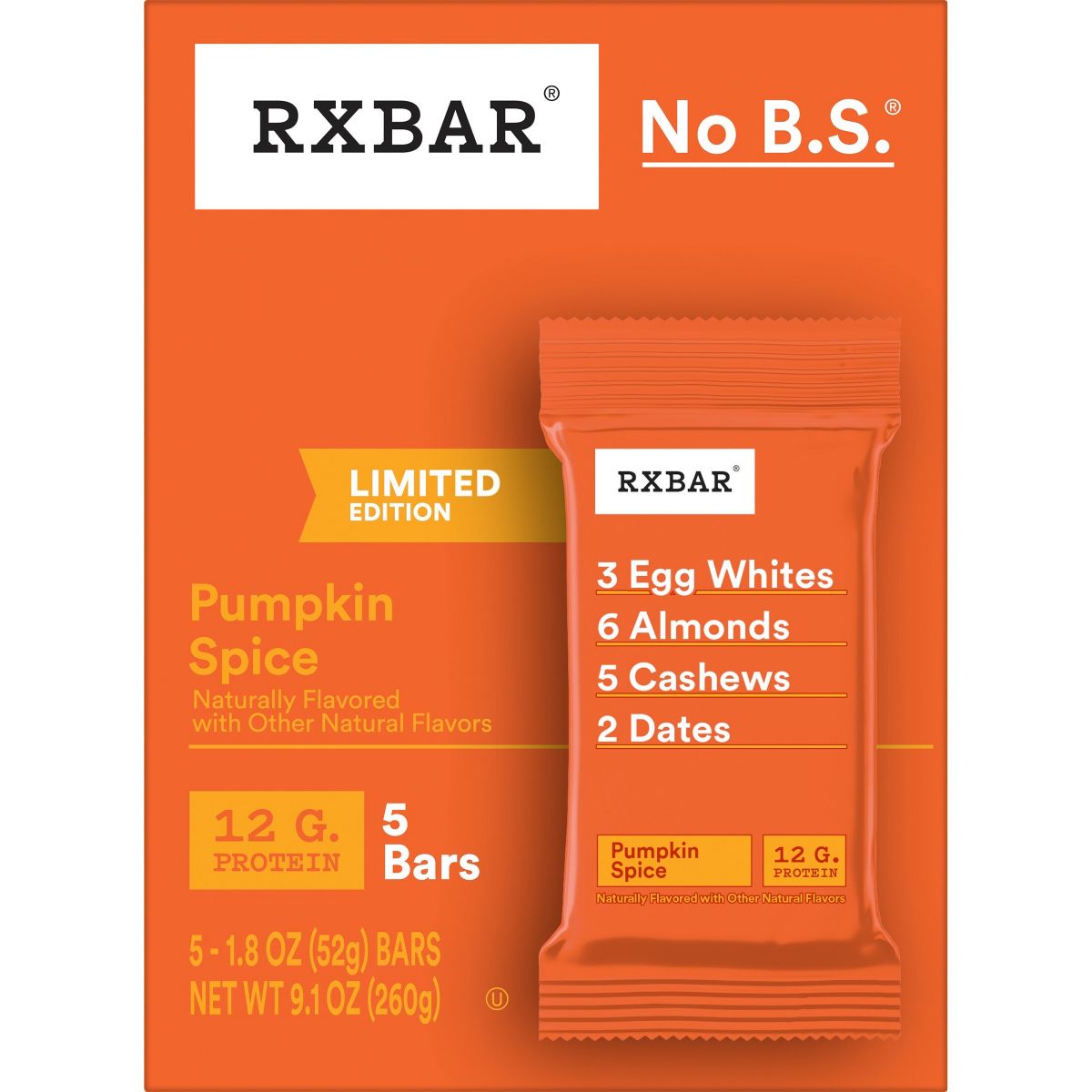 RXBAR Pumpkin Spice Protein Bars - 12g Protein - 9.15oz/5ct - thumbnail 9