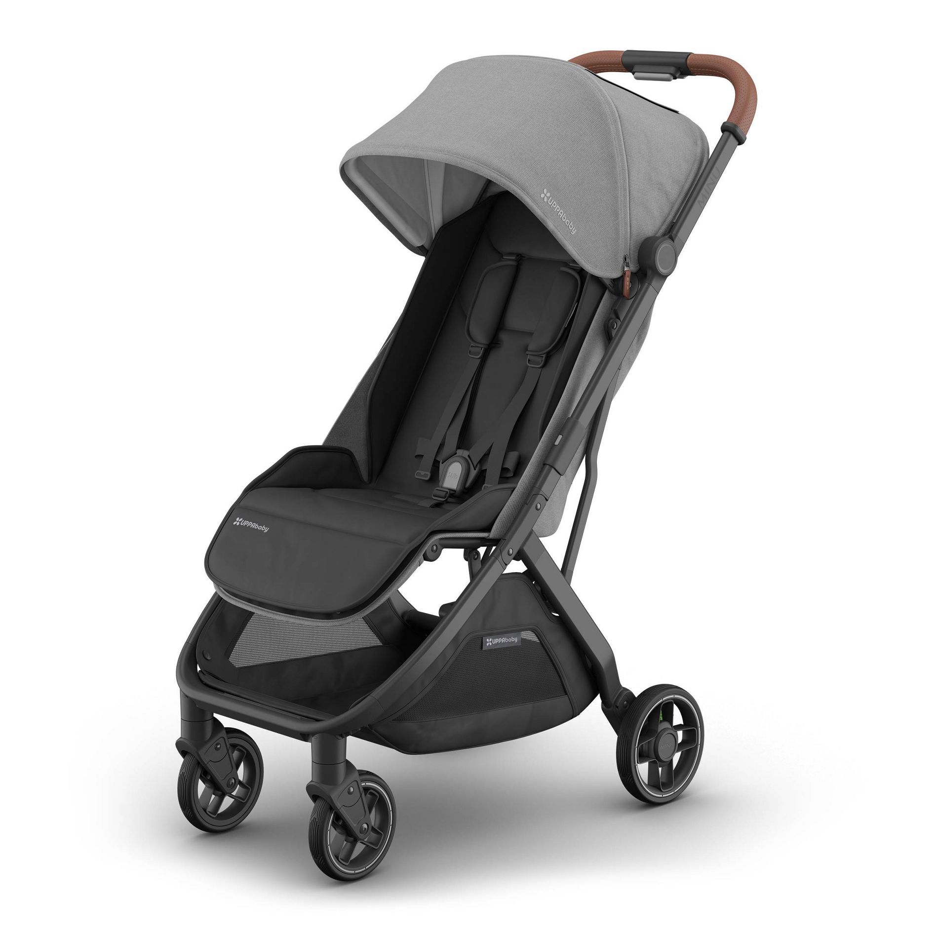 UPPAbaby Minu V3 Lightweight Travel Stroller - Greyson: Forward Facing Seat, Flat-Free Tires, 50 lb Capacity