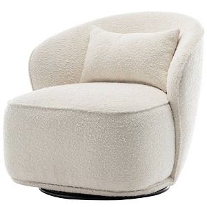 Boucle Upholstered Swivel Barrel Chair - Kinwell - 1 of 4