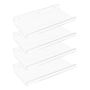 Unique Bargains Clear Acrylic Floating Wall Mounted Shelves for Bathroom and Living Room - 1 of 4