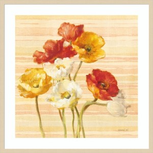 Amanti Art Dancing Poppies on Stripes by Danhui Nai Wood Framed Wall Art Print - 1 of 4