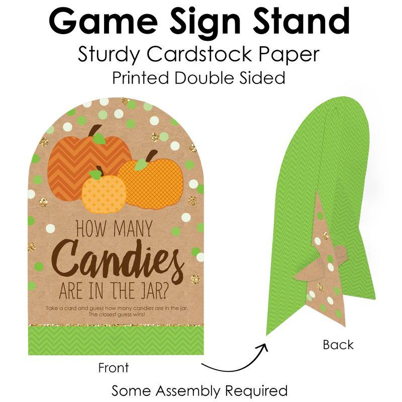 Big Dot of Happiness Pumpkin Patch - How Many Candies Fall, Halloween or Thanksgiving Party Game - 1 Stand and 40 Cards - Candy Guessing Game, 5 of 9
