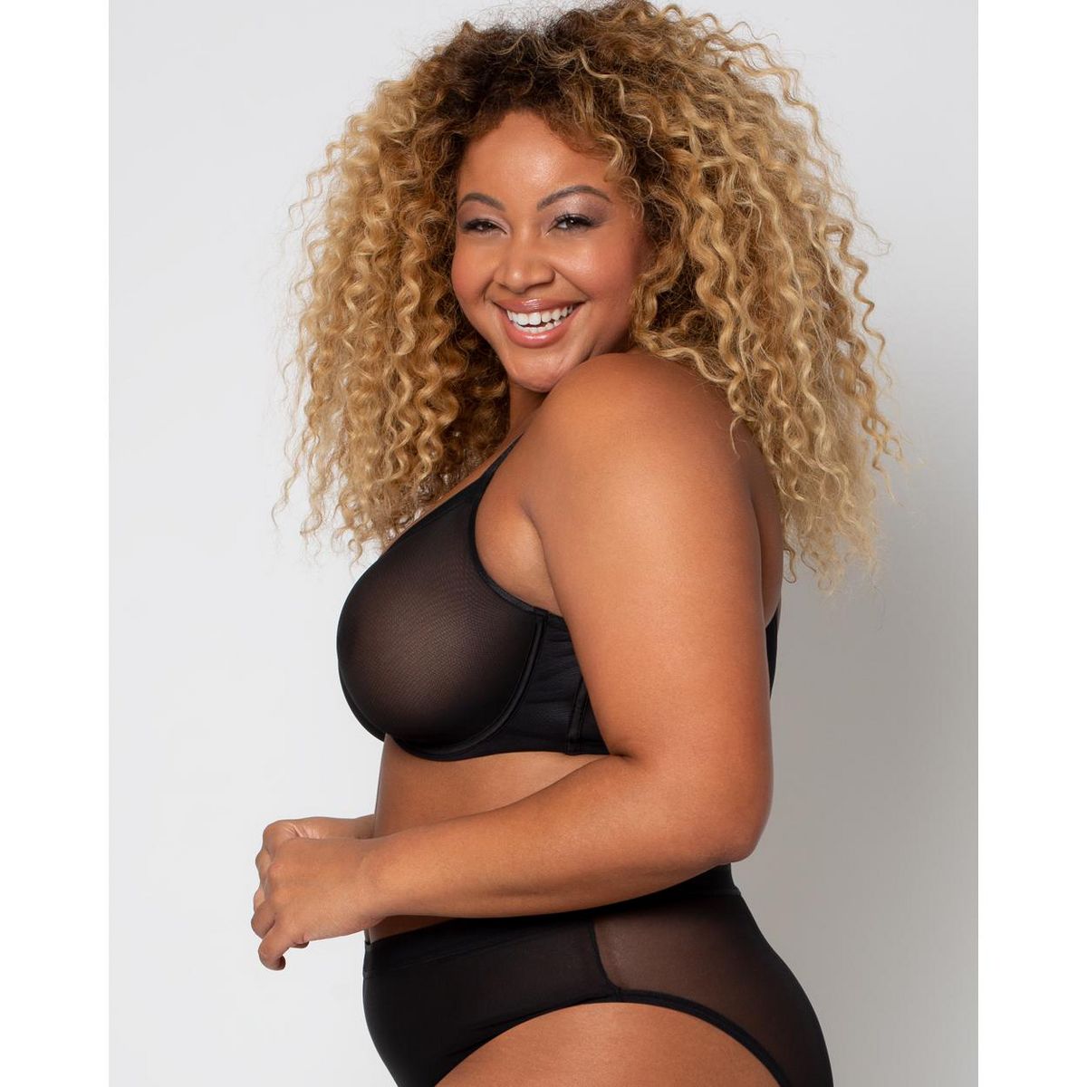 Curvy Couture Sheer Mesh Full Coverage Unlined Underwire Bra - thumbnail 9