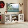70" Modern Farmhouse TV Stand for 75 Inch TV, Media Console with Faux Stone & Glass Door for Living Room-3irtyhousy - 3 of 4