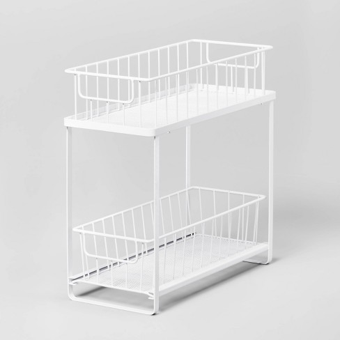 2 Tier Clear Organizer with Dividers, Multi-Purpose Slide-Out