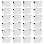 Sterilite 30 Quart Clear Plastic Stackable Storage Container Bin Box Tote with White Latching Lid Organizing Solution for Home & Classroom