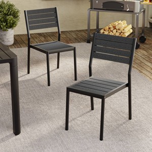Crestlive Products Outdoor Stackable Armless Dining Chair Set of 2 Aluminum Frame - 1 of 4