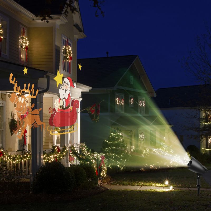 Costway Christmas Projector Light LED Projection Lamp with Lawn Stake & 3 /5 LED Lights, 4 of 11