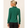INSPIRE CHIC Women's Elegant Long Sleeve Ruffle Tie Neck Business Work Top - 4 of 4