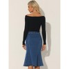 INSPIRE CHIC Women's High Waist Fishtail Ruffle Denim Jean Skirt - 4 of 4