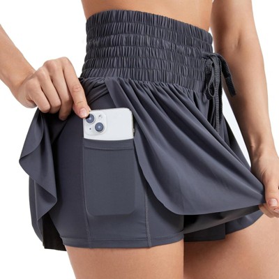 Clotth Flowy Athletic Shorts for Women Workout Running Gym Yoga High Waist Skort Sweat Skirt Cute Clothes Summer Outfits