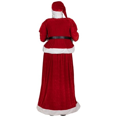 Life-Size Red and White Mrs. Claus Christmas Figurine with Gift Bag