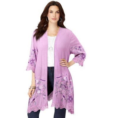 Roaman's Floral Embroidered Duster