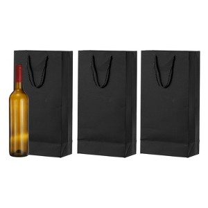 Unique Bargains Thick Kraft Paper Gold Edge Wine Gift Bags 13.7" x 7" x 3.5" 3 Pcs - 1 of 4