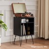 Lirago,Record Player Stand with Storage-Engineered Wood Table for Vinyl Records & Accessories,Black - 2 of 4