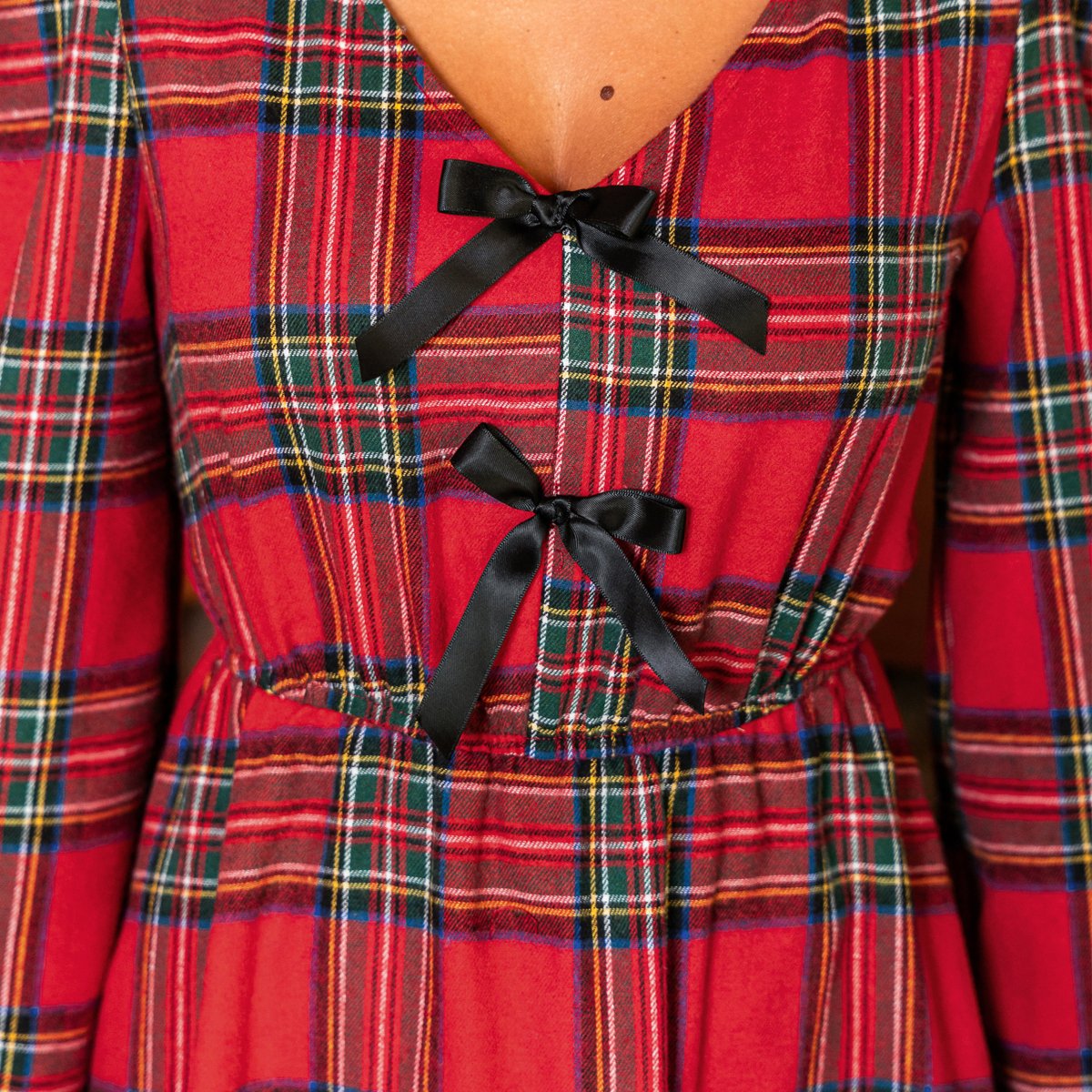 Женские платья Cupshe Women's Festive Plaid Tie-Front Mini Dress-M-Red — фото 3