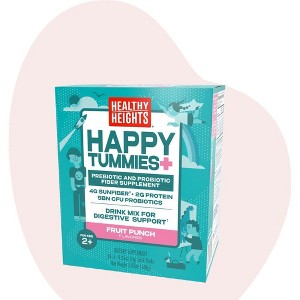 Healthy Heights Happy Tummies Kids Probiotic & Prebiotic + Sunfiber for Kids, Fruit Punch Flavor - 1 of 4