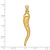 Black Bow Jewelry 14k Yellow or White Gold Large Hollow Italian Horn Pendant, 8 x 48mm - 4 of 4