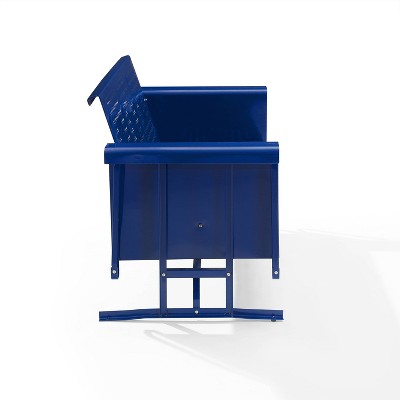 Navy Blue Metal 3-Seat Outdoor Sofa Glider