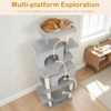 Costway 70” Large Cat Tree for Indoor Cats with Plush Top Perch, Dual large Condos, Hammock Light Gray/Dark Gray/Beige - 4 of 4