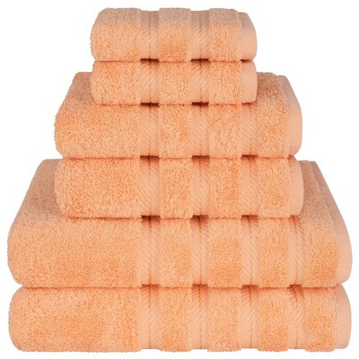 American Soft Linen 6 Piece Towel Set, 100% Cotton Bath Towels For Bathroom,  Malibu Peach : Target