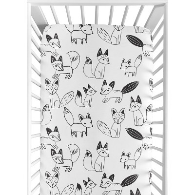 Sweet Jojo Designs Boy Girl Unisex Gender Neutral Baby Fitted Crib Sheet Fox Black and White