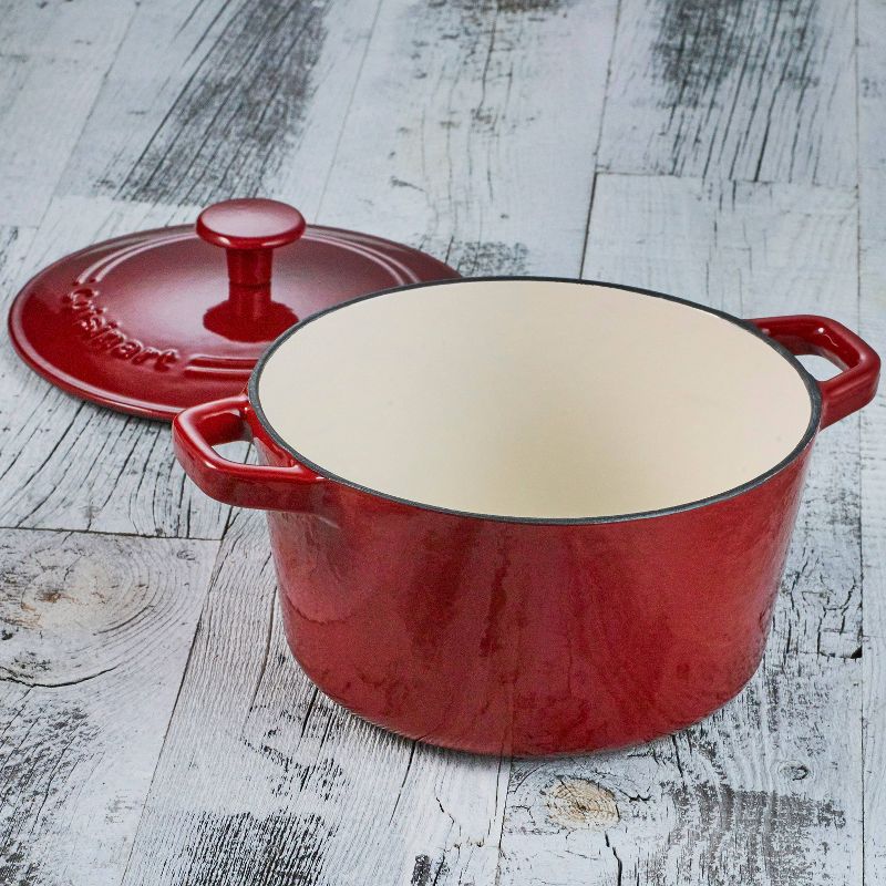 Cuisinart Chef&#39;s Classic 3qt Red Enameled Cast Iron Round Casserole with Cover - CI630-20CR, 5 of 7