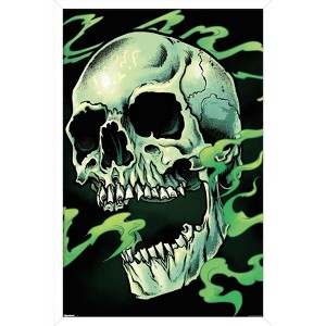 Trends International FlyLand Designs - Green Smoky Skull Framed Wall Poster Prints - 1 of 4