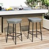 Tangkula 29.5" Metal Bar Height Stools Set of 2 w/ Rattan Seat & Footrest for Backyard - 2 of 4