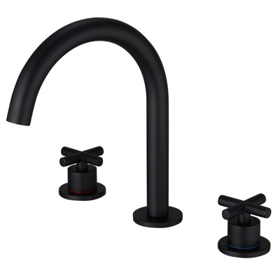 8 in. Widespread Double Handle High Arc Spout Bathroom Faucet in Matte Black