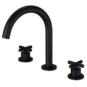 8 in. Widespread Double Handle High Arc Spout Bathroom Faucet in Matte Black - 1 of 4